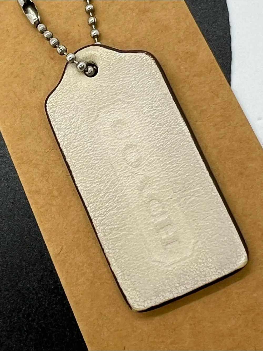 Authentic Coach Pebbled Leather Replacement Hangtag Ivory Off White 2.25”